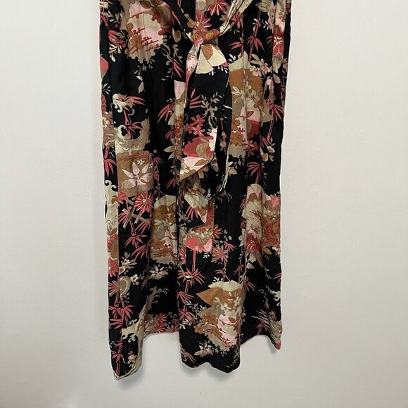 Current/Elliott The Retro Floral Print Linen Midi Open Back Dress Size 1 - Picture 6 of 9